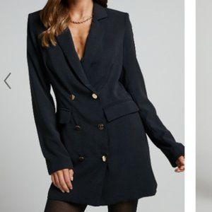 SHOWPO DOUBLE BREASTED BLAZER DRESS IN BLACK